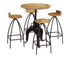 vidaXL Meuble de bar 5 pcs Bois massif de manguier