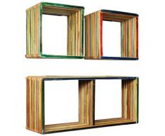 vidaXL Jeu d'étagère murale 3 pcs Teck massif recyclé Multicolore