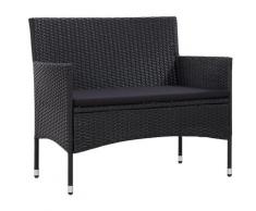 vidaXL Banc de jardin 103 cm Résine tressée Noir