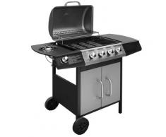 vidaXL Barbecue à gaz 4 + 1 zone de cuisson Noir et argenté