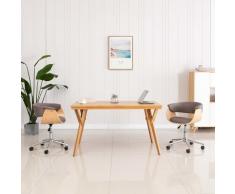 vidaXL Chaise pivotante de bureau Taupe Bois courbé et tissu