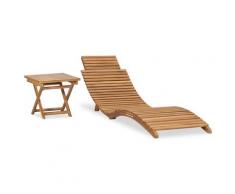 vidaXL Chaise longue pliable avec table Bois de teck solide