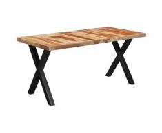 vidaXL Table de salle à manger avec pieds en X 160x80x77cm Bois solide