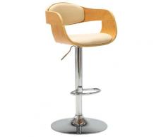 vidaXL Tabouret de bar Crème Bois courbé et similicuir