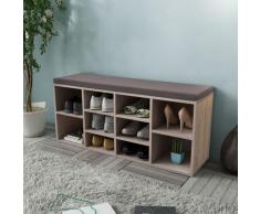 vidaXL Banc de rangement à chaussures 10 compartiments Couleur chêne