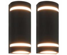 vidaXL Appliques murales d'extérieur 2 pcs 35 W Noir Demi-rond