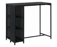 vidaXL Table de bar avec rangement Noir 120x60x110 cm Résine tressée