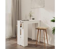 vidaXL Table de bar avec étagère Blanc 102x50x103,5 cm Aggloméré