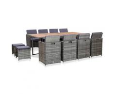 vidaXL Salon de jardin 13 pcs Résine tressée bois d'acacia Anthracite