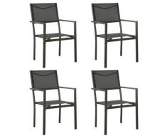 vidaXL Chaises de jardin 4 pcs Textilène et acier Noir et anthracite