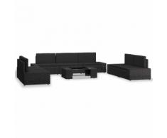 vidaXL Salon de jardin 8 pcs Résine tressée Noir