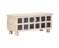 vidaXL Boîte de rangement Blanc 110x40x45 cm Bois d'acacia massif