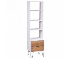 vidaXL Bibliothèque New York Range Blanc/bois clair Bois de pin massif