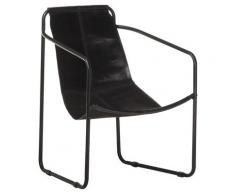 vidaXL Fauteuil de relaxation Noir Cuir véritable