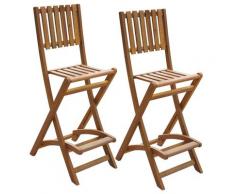 vidaXL Tabourets pliables de bar d'extérieur 2pcs Bois d'acacia solide