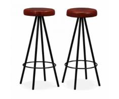 vidaXL Tabourets de bar 2 pcs Cuir véritable