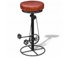 vidaXL Tabouret de bar Noir et marron Cuir véritable