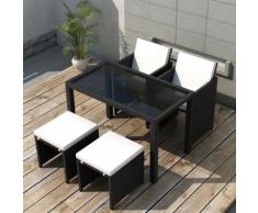 vidaXL Salon de jardin encastrable 5pcs et coussin Résine tressée Noir