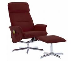 vidaXL Fauteuil de massage avec repose-pied Rouge bordeaux Similicuir