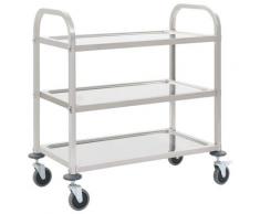 vidaXL Chariot de cuisine à 3 niveaux 107x55x90 cm Acier inoxydable