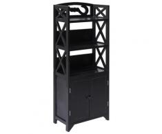 vidaXL Armoire de salle de bain Noir 46x24x116 cm Bois de Paulownia