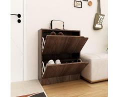 vidaXL Armoire à chaussures 2 portes Chêne marron 59x24x74cm Aggloméré