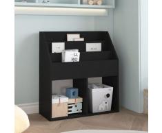 vidaXL Porte-revue pour enfants Noir 71x30x78,5 cm Aggloméré