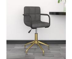 vidaXL Chaise pivotante de bureau Gris foncé Velours
