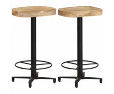 vidaXL Tabourets de bar 2 pcs 66 cm Bois de manguier massif