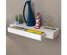 vidaXL Étagère murale avec 1 tiroir MDF Blanc Rangement de livres