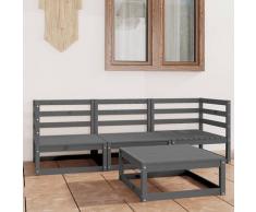 vidaXL Salon de jardin 4 pcs Gris Bois de pin massif