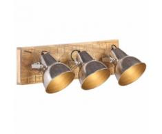 vidaXL Lampe murale industrielle Argenté 70x23 cm E27 Bois de manguier