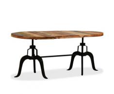vidaXL Table de salle à manger Bois massif recyclé et acier 180 cm