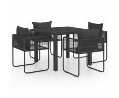 vidaXL Salon de jardin 5 pcs PVC Résine tressée Noir