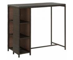 vidaXL Table de bar avec rangement Marron 120x60x110 cm Résine tressée