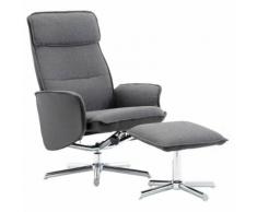 vidaXL Fauteuil inclinable avec repose-pied Gris clair et noir Tissu