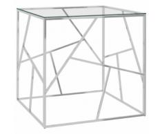 vidaXL Table basse Argenté 55x55x55 cm Acier inoxydable et verre