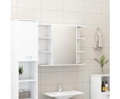 vidaXL Armoire à miroir de salle de bain Blanc 80x20,5x64 cm Aggloméré