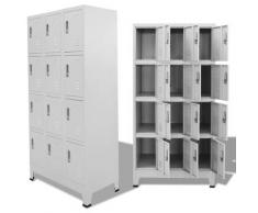 vidaXL Armoire à casiers avec 12 compartiments 90 x 45 x 180 cm Gris