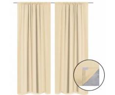 vidaXL Rideau occultant 2 pcs Double couche 140 x 245 cm Beige