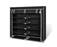 vidaXL Armoire à chaussures avec housse 115 x 28 x 110cm Tissu Noir