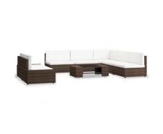 vidaXL Salon de jardin 7 pcs Résine tressée Marron
