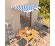 vidaXL Auvent manuel rétractable 300x250 cm Bleu et blanc