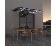 vidaXL Auvent automatique capteur de vent/LED 300x250 cm Bleu et blanc