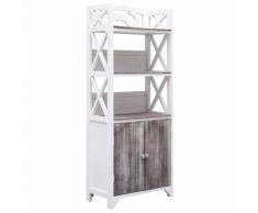 vidaXL Armoire de salle de bain Blanc et marron 46x24x116 cm Paulownia