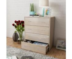 vidaXL Buffet avec 4 tiroirs 60 x 30,5 x 71 cm Couleur de chêne