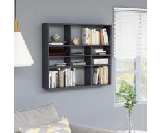 vidaXL Étagère murale Gris brillant 90x16x78 cm Aggloméré