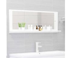vidaXL Miroir de salle de bain Blanc 100x10,5x37 cm Aggloméré