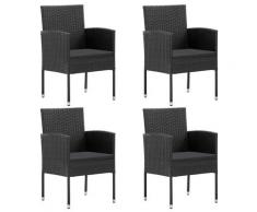 vidaXL Chaises de jardin 4 pcs Résine tressée Noir