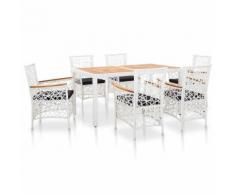 vidaXL Salon de jardin 7 pcs Résine tressée Blanc